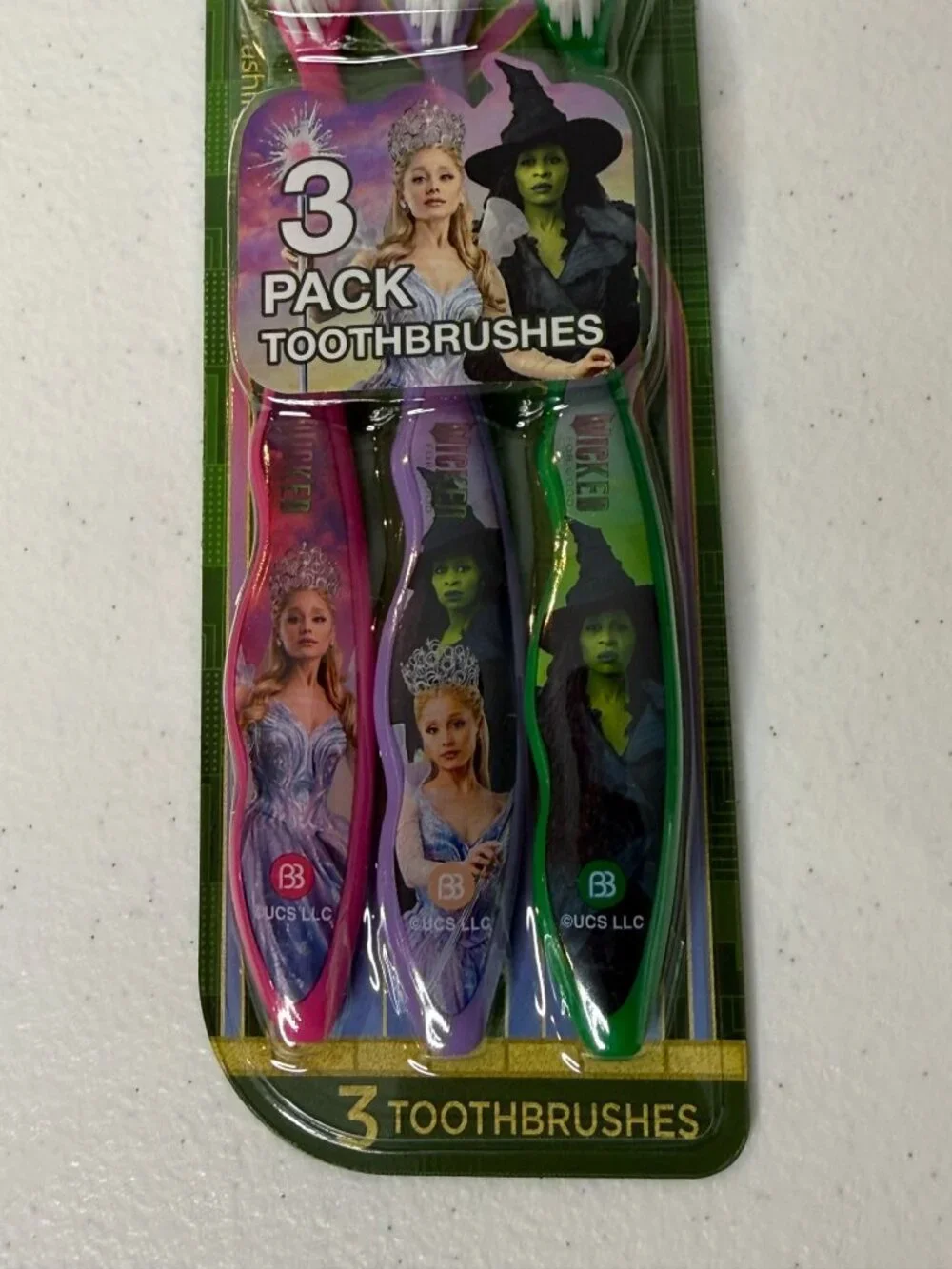 Wicked 3 Pack Soft Toothbrushes Glinda Elphaba New